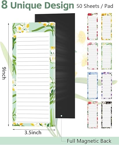 Miniatura 2 de Libretas magnéticas para refrigerador de 9 x 3.5 pulgadas (paquete de 8) bloc de notas magnético grande para refrigerador, lista de compras pequeña,