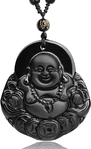 Miniatura 10 de TIKCAUZ Collar de obsidiana negra de cristal natural y piedra curativa con cuerda ajustable, hecho a mano, joyería de piedras preciosas para hombres