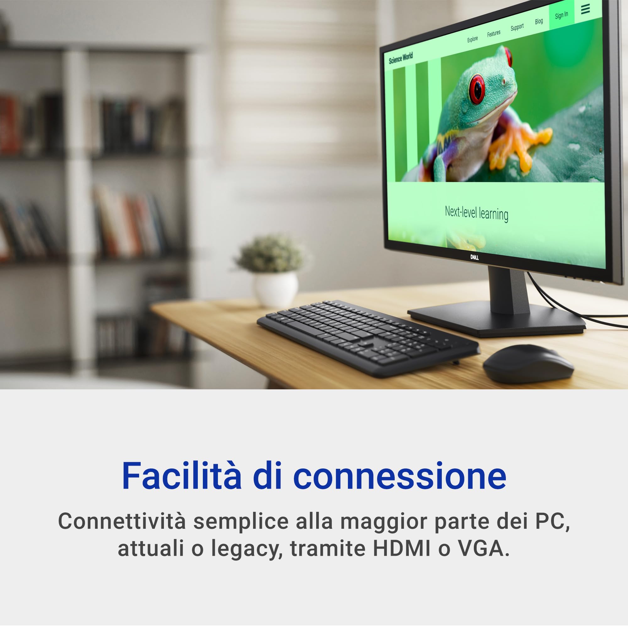 Dell SE2725H 27" Full HD (1920x1080) Monitor, 75Hz, VA, 5ms, VESA (100x100mm), HDMI, VGA, 3 Anni di Garanzia, Nero