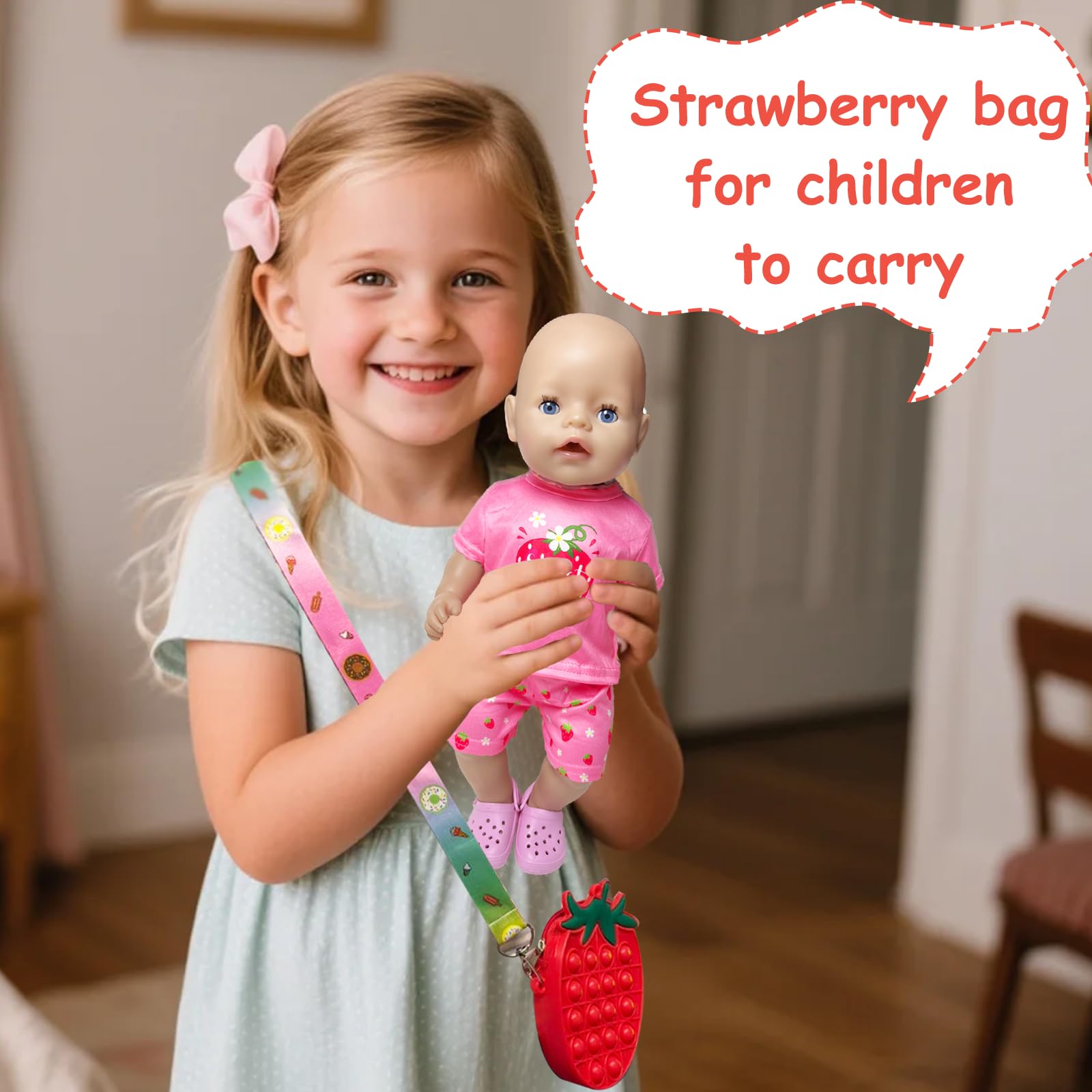Xerteam Doll Clothes, Clothes Set for 30-45 cm Baby Dolls, Sweet Outfits, Pajamas, Hangers - Image 3