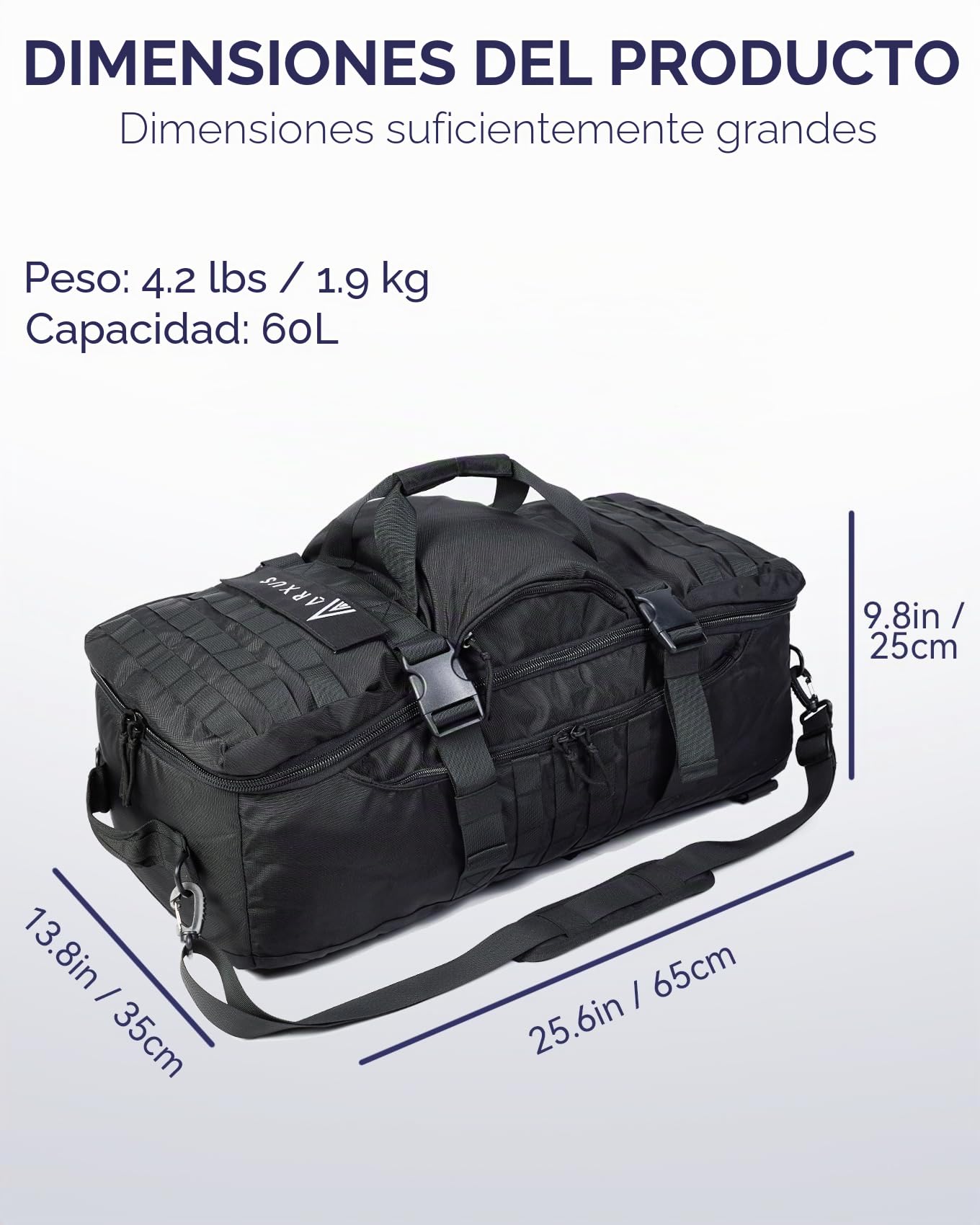 Arxus Mochila Táctica 60L, Grande Bolsa de Viaje y Deporte para Hombre Mujer, 3-en-1 Backpack Bolso de Mano Bolsos Bandolera, Aire Libre Mochila para Senderismo Trekking Camping