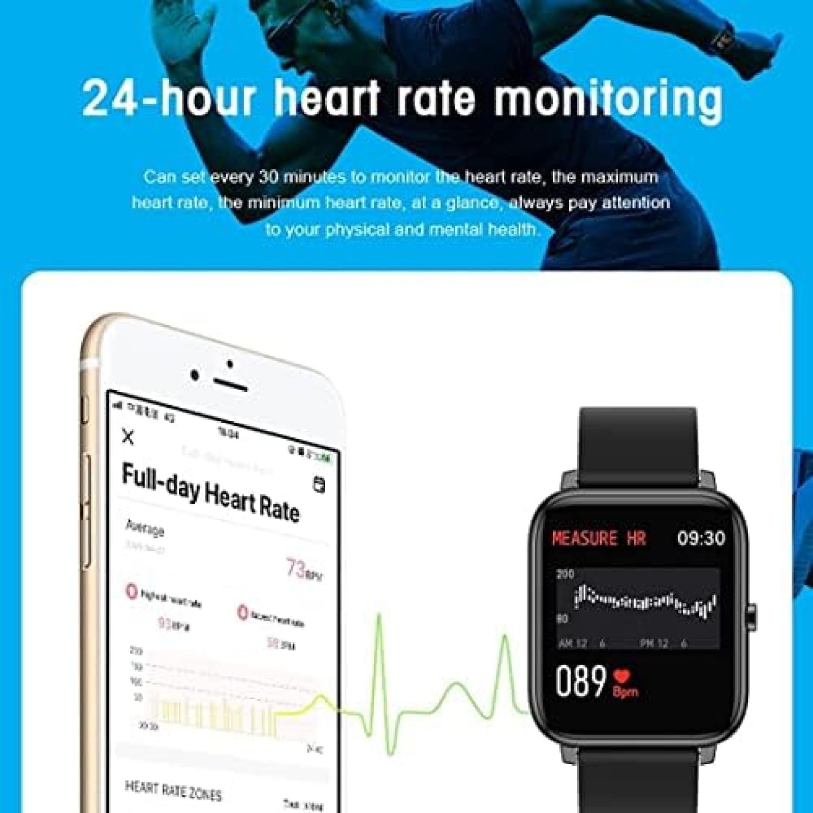 Inteligentny Zegarek Lady, Opaska Monitorująca Aktywność Fizyczną Z Monitorem Pracy Serca, IP67 Wodoodporny Krokomierz Sportowy Zegarek Kalorii Dla Inteligentnego Zegarka IOS Android,mi,Pleasant63