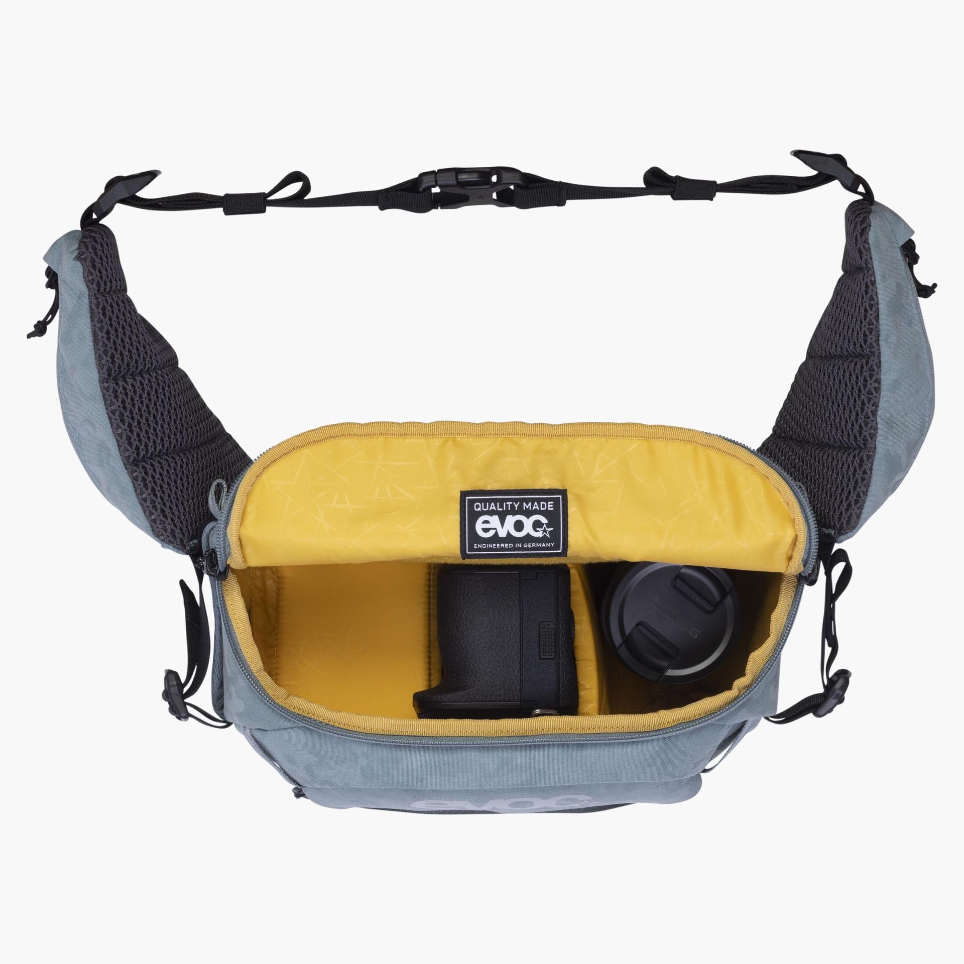 EVOC HIP PACK CAPTURE 6, torba biodrowa (wydajna wentylacja pleców, elastyczne kieszenie boczne, przegródki organizacyjne, wymiary: 14 x 20 x 31 cm, pojemność: 6 l), stalowa