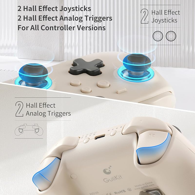 GuliKit KK3 Pro Vezeték Nélküli Kontroller Switch OLED-hez, PC-hez - Hall Joystick, 1000Hz Válaszidő, Mágneses Vibráció, Hyperlink Adapter,