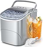 Ice Makers Countertop,26Lbs/24H,9 Cubes in 6 Mins,Portable Ice Maker Machine with Self-Cleaning,2 Sizes of Bullet Ice,Perfect for Home Kitchen(Grey)