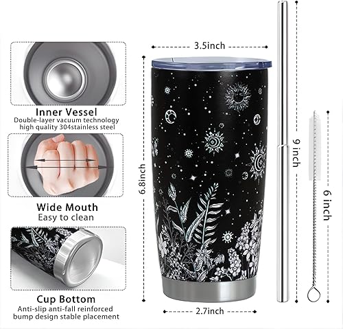 Miniatura 6 de Vaso gótico con tapa y pajilla, vaso aislado de mariposa gótica de 20 onzas, cosas de bruja, taza de café de mariposa, regalos de Halloween para