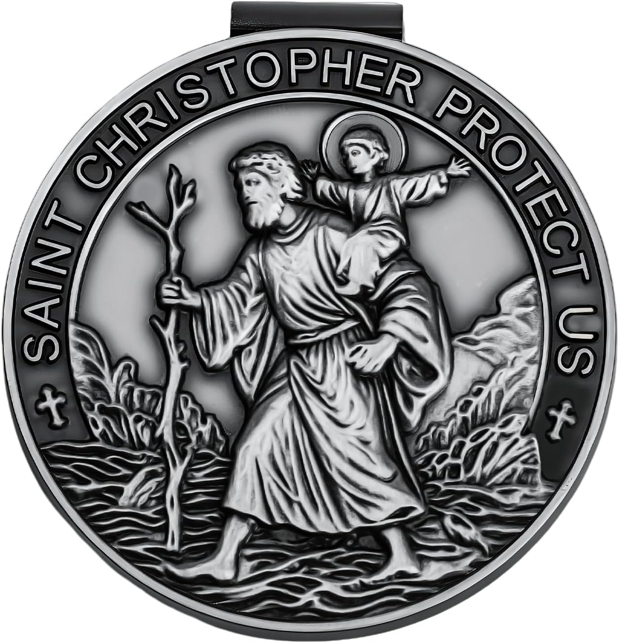 St. Christopher Car Medal Clip – Safety Talisman & Gift for Drivers St. Christopher Car Medal Clip – Safety Talisman & Gift for Drivers