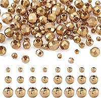Vista 10 de Craftdady 500 cuentas espaciadoras redondas planas doradas de 0.157 pulgadas (0.157 in), diminutas cuentas de disco de moneda Rondelle