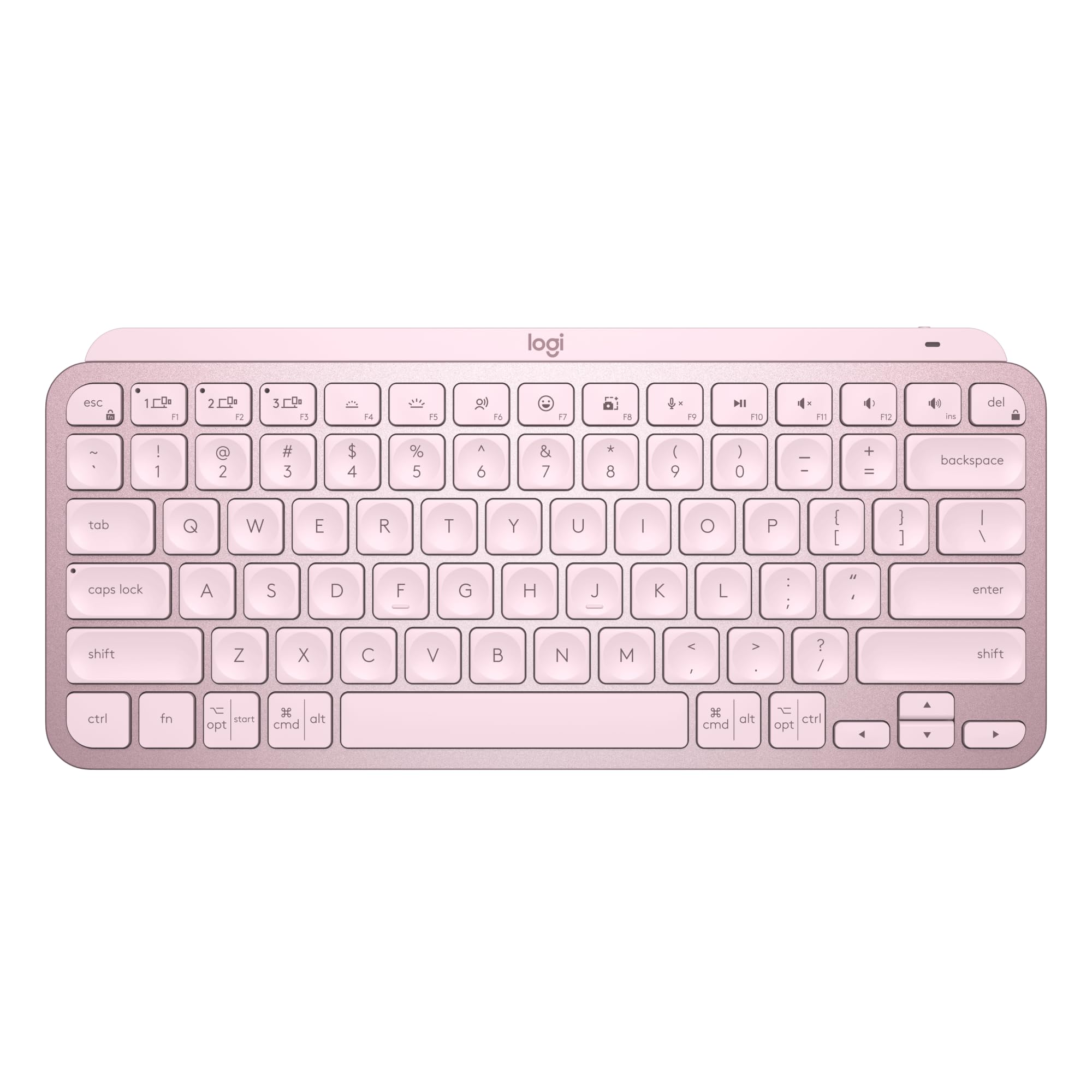 Logitech MX Keys Mini Minimalist Wireless Illuminated Keyboard, Compact, Bluetooth, Backlit, USB-C, Compatible with Apple macOS, iOS, Windows, Linux, Android, Metal Build - Rose