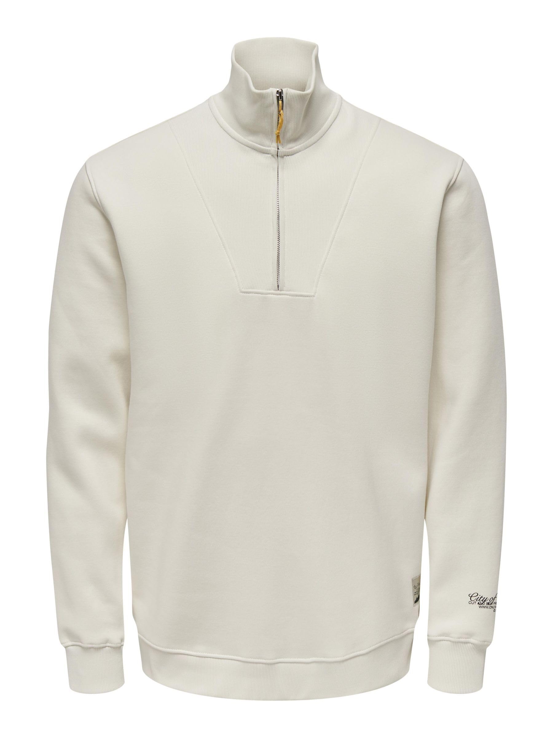ONLY & SONS Male Sweatshirt ONSRILEY Sweatshirt, Antique White, M