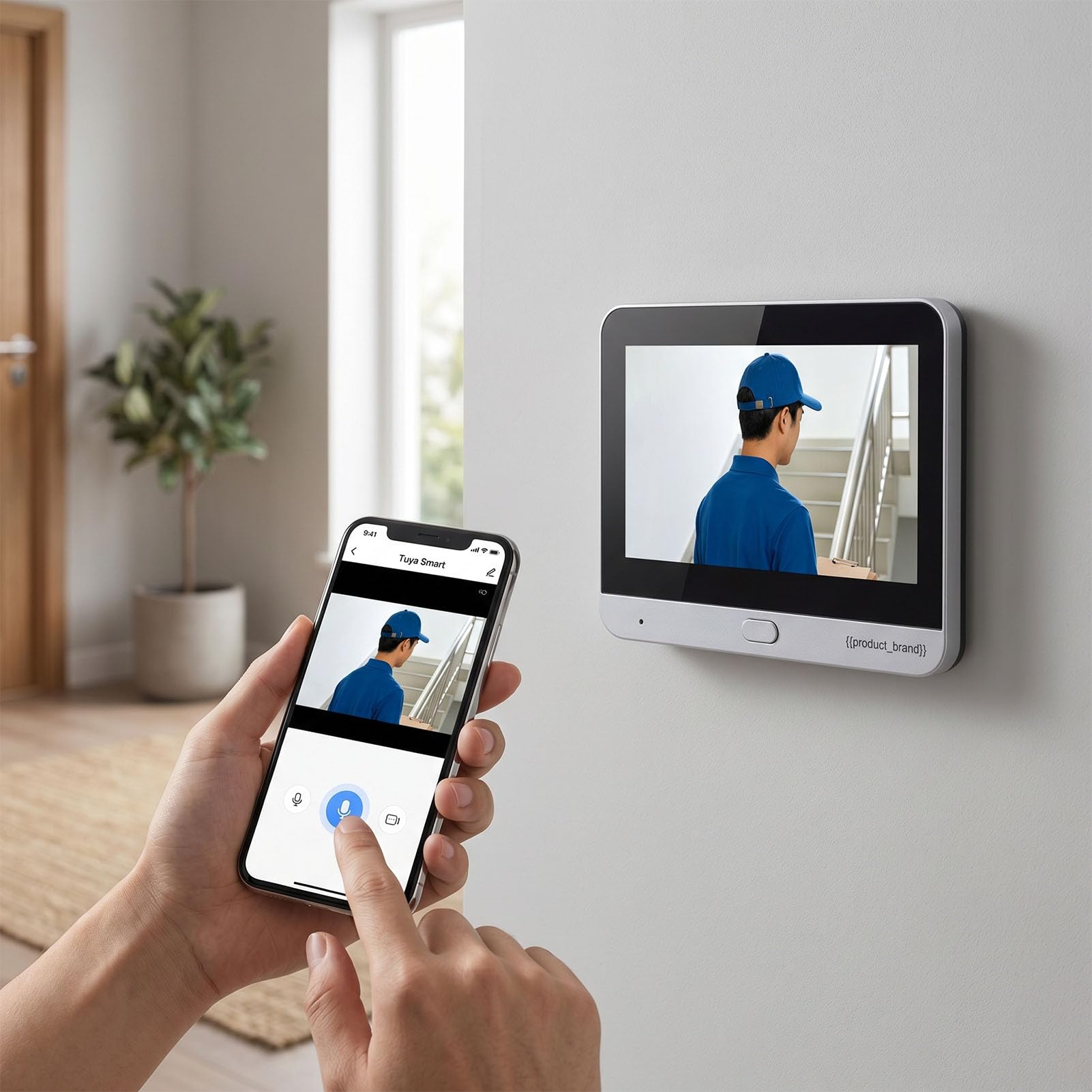 AMONIDA Timbre de Vídeo Inteligente 1080p para Seguridad de Puerta Principal Casa con Pantalla Color 4,3 Pulgadas,WiFi Conversación Bidireccional,áNgulo Ancho 120 Grados,Detección