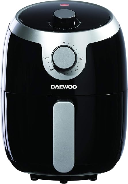 Daewoo 2L Single Pot Air Fryer with Rapid Air Circulation and 0-30 Minute Timer, 80-200°C Temperature Range and Overheat Protection, Removable Baking Tray and Non-Slip Feet Black SDA1599