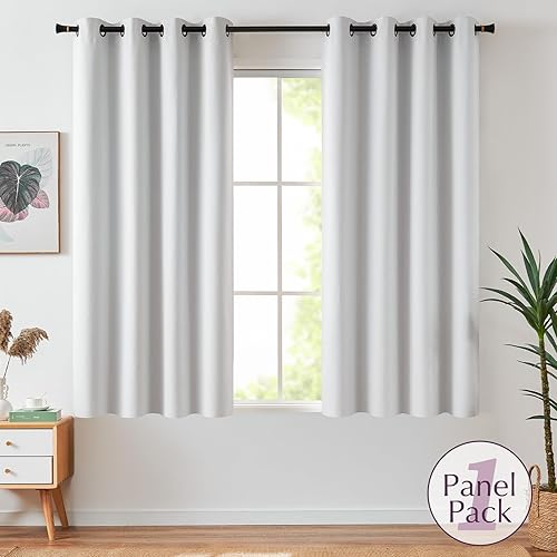 Miniatura 2 de jinchan - Cortina 100% opaca de 63 pulgadas de largo, con textura de lino, aislamiento térmico y ojales en la parte superior, para dormitorio y sala