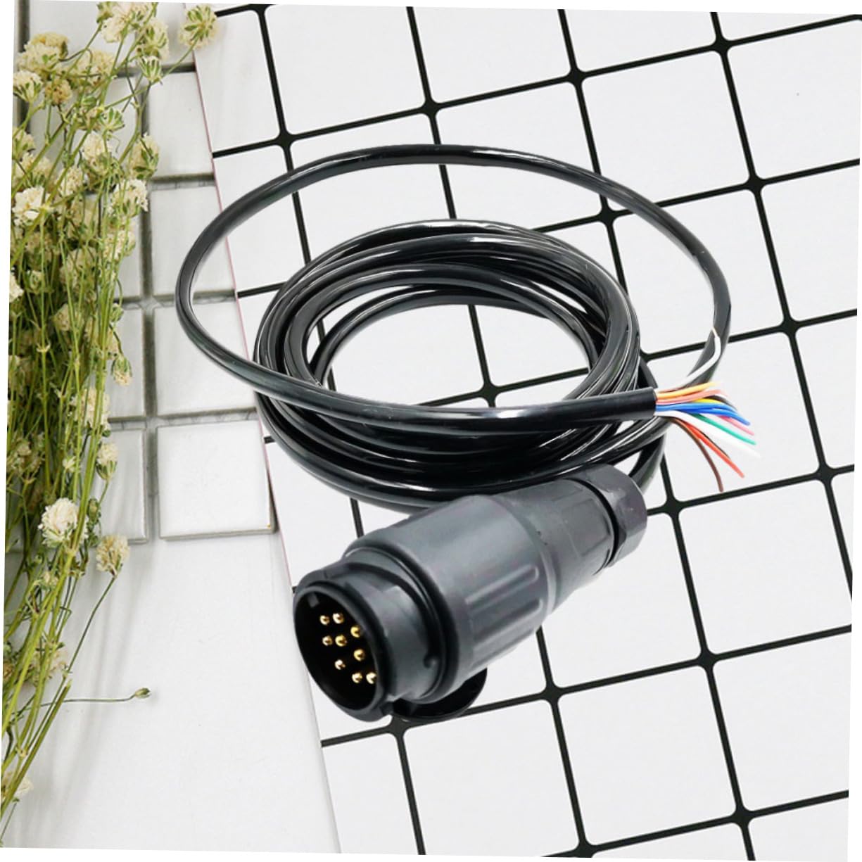PLAFOPE Adaptador Cable Redondo Pines para Remolque Resistente al Agua Compatible Coche Camión Tráiler Estándar Europeo