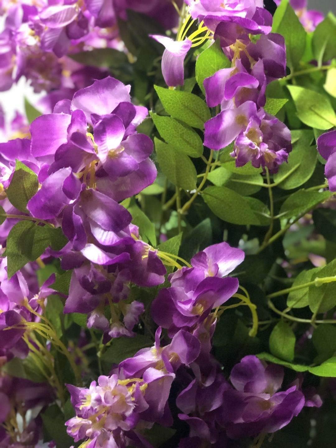AMERIQUE Pair Purple Red Gorgeous & Unique 5 Feet Wisteria Tree Artificial Plants with Nursery Plastic Pots, Real Touch Technology