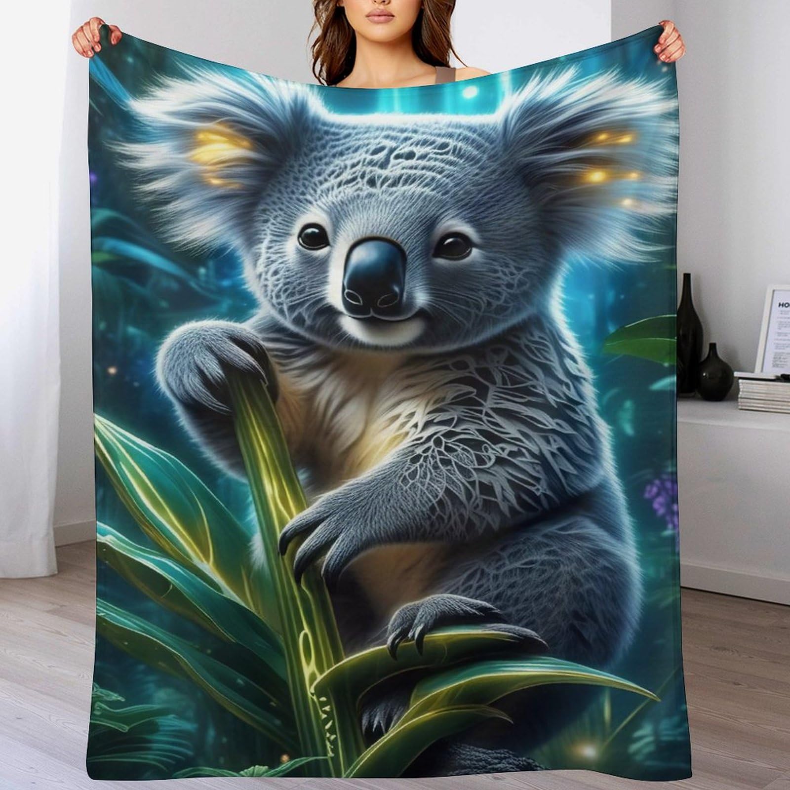 Couverture koala couvre-lit chaud plaid flannel doux canapé lit 100x130