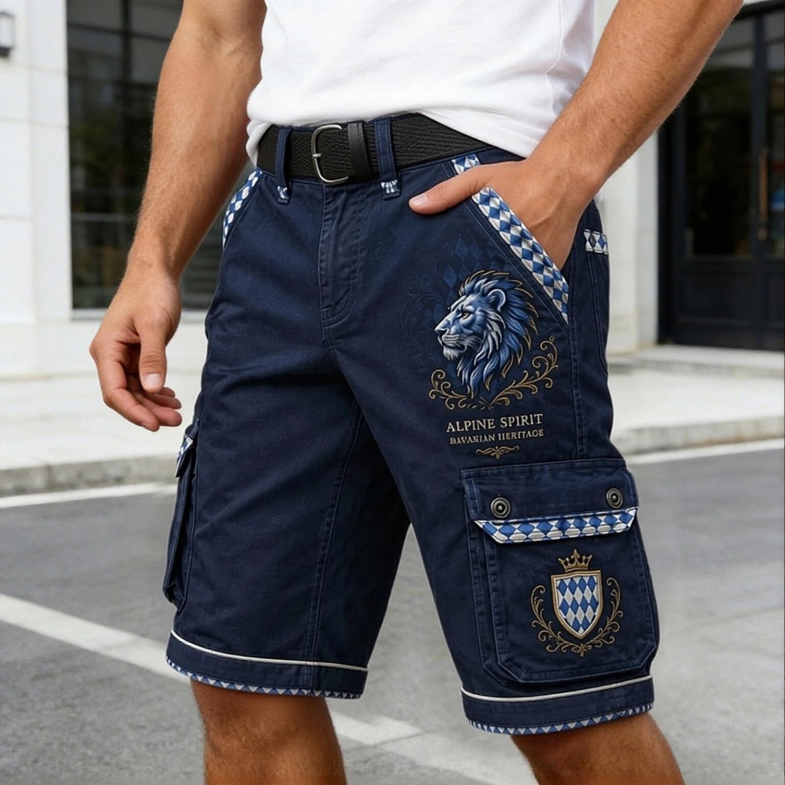 Bayern Kurze Hosen Herren Sommer Leichte Bermuda Cargo Chino Shorts Freizeithose mit Taschen Männer Regular Fit S-3XL 2026