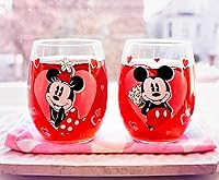 Vista 6 de Disney Minnie and Mickey Mouse Hearts - Copas de vino sin tallo, juego de 2 vasos para mimosas, cócteles, cada uno tiene capacidad para 20 onzas