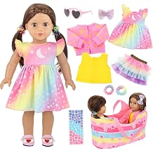 Ecore Fun 10 PCS 18 Inch Doll Accessories Set with Storage Basket
