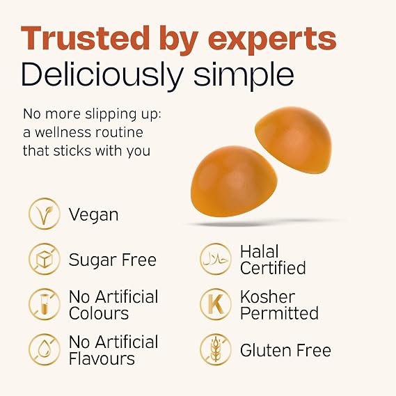 Nutriburst Turmeric & Pepper • Anti-Inflammatory • Vegan & Sugar Free Gummy | 60 ginger flavour vitamin gummies with anti-inflammatory & anti-oxidising turmeric & black pepper extracts for joint health.