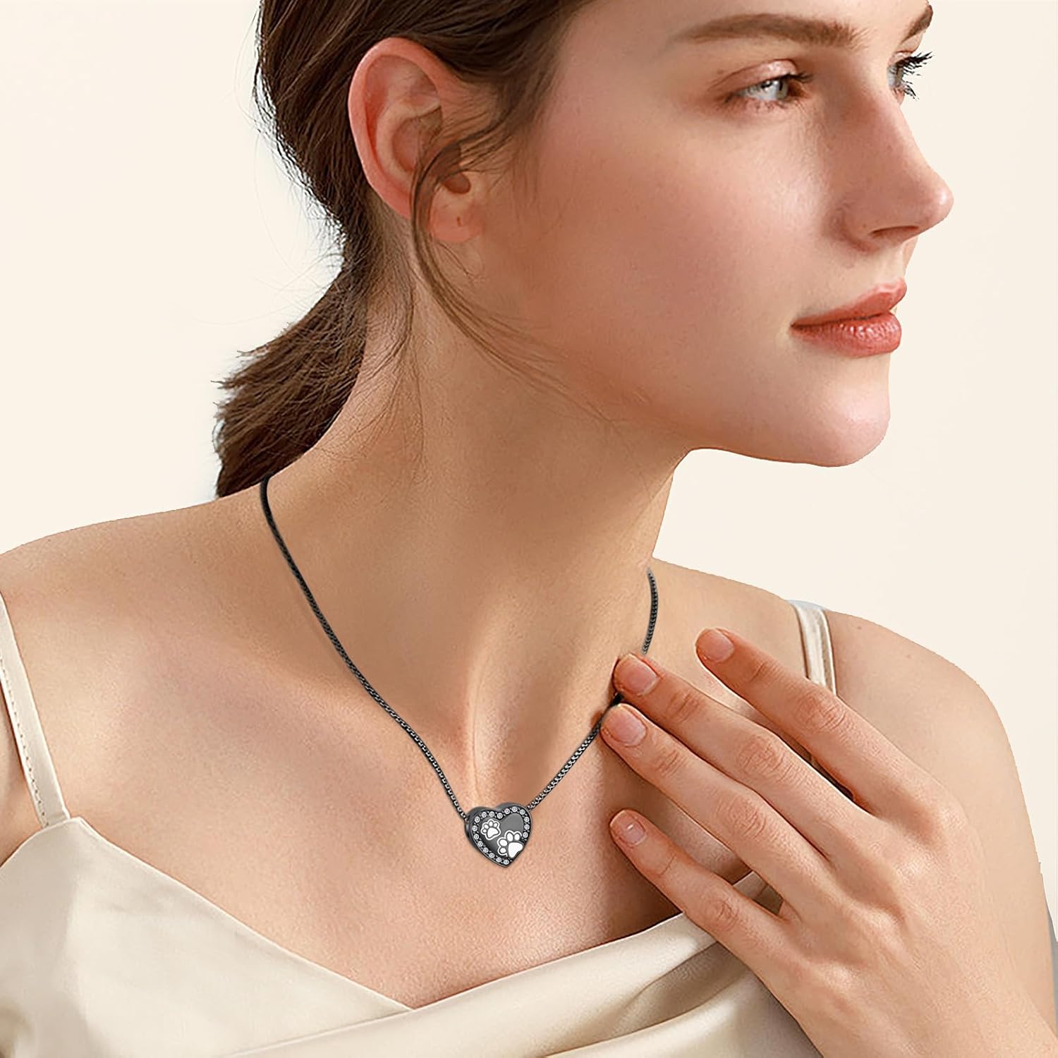 Oinsi Pet Cremation Jewelry - Heart Urn Necklaces for Dog Cat Ashes Keepsake Pet Paw Memorial Urn Pendant Ash Holder for Women Men - Image 4