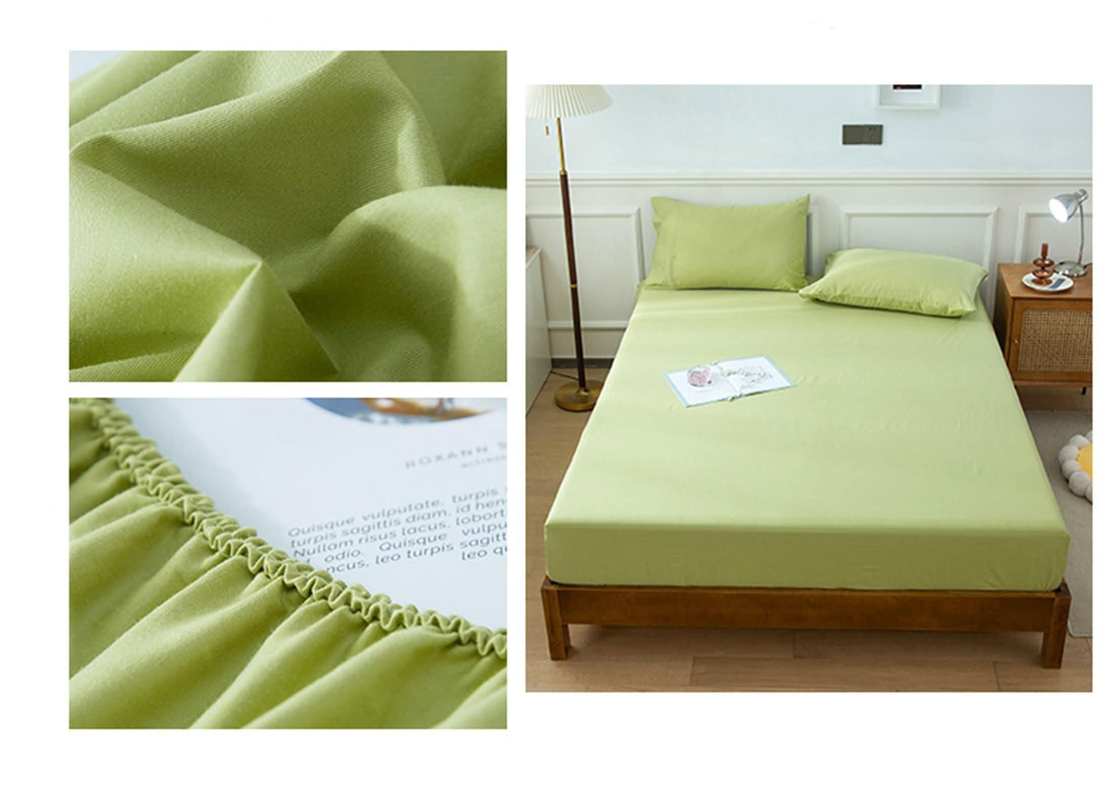 Topper Spannbettlaken Baumwolle Elastisch, Einfarbig, 120 x 200 x 25 cm, Spannlaken Hellgrün