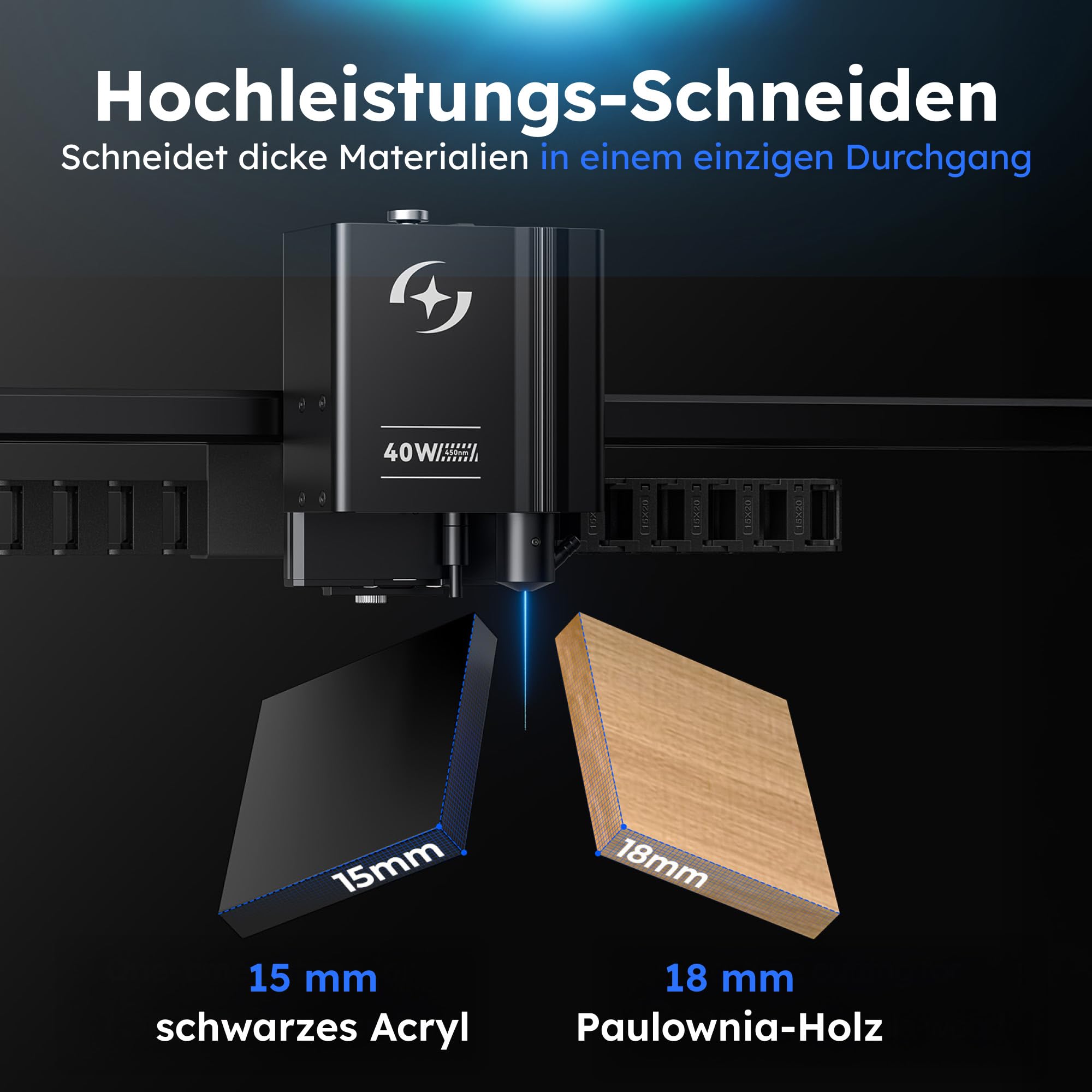 AtomStack Kraft 40 W Diode – Laser Autofokus Lasergravurmaschine – Kamera – Basis-Set – 600 mm/s – geschlossener Arbeitsbereich – 50 x 32 cm – Laserschneidemaschine für Metall, Holz, Leder