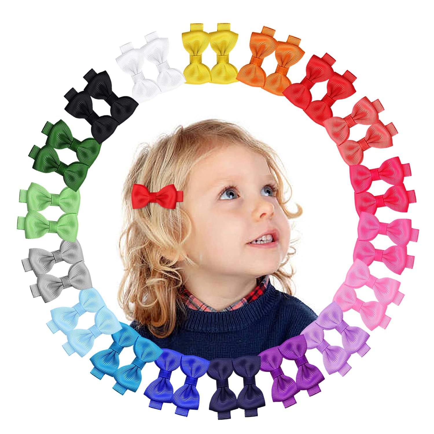 36pcs Baby Girls Hair Accessories Clips 18 Colors in Pairs 2'' Cute Hair Bows for Toddlers Little Girl Gift Box Set