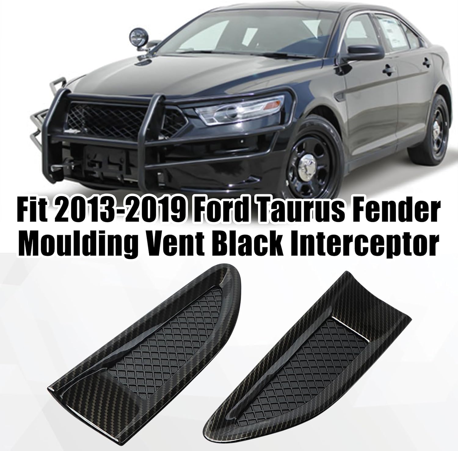 JERBOR 2PCS Car Side Vents for Ford Taurus 2013-2019, Decorative Stickers,ABS Spoiler,Air Flow Intake Hole Grille Auto Exterior Accessories (Carbon Fiber Layer)