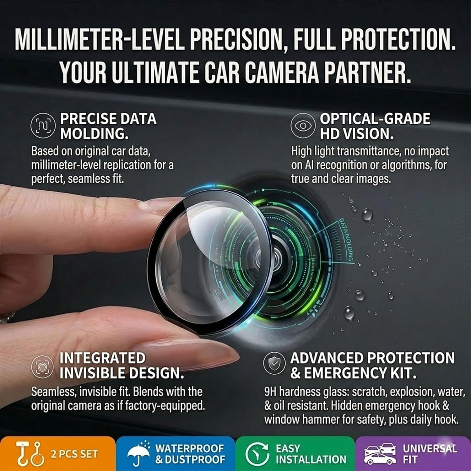 Car Camera Lens Protector,Car Backup Camera Lens Protector HD Clear Anti-Rain Anti-Fog Rear View Camera Cover, Universal Waterproof Anti-Scratch Reversing Camera Shield Sticker (6PCS)