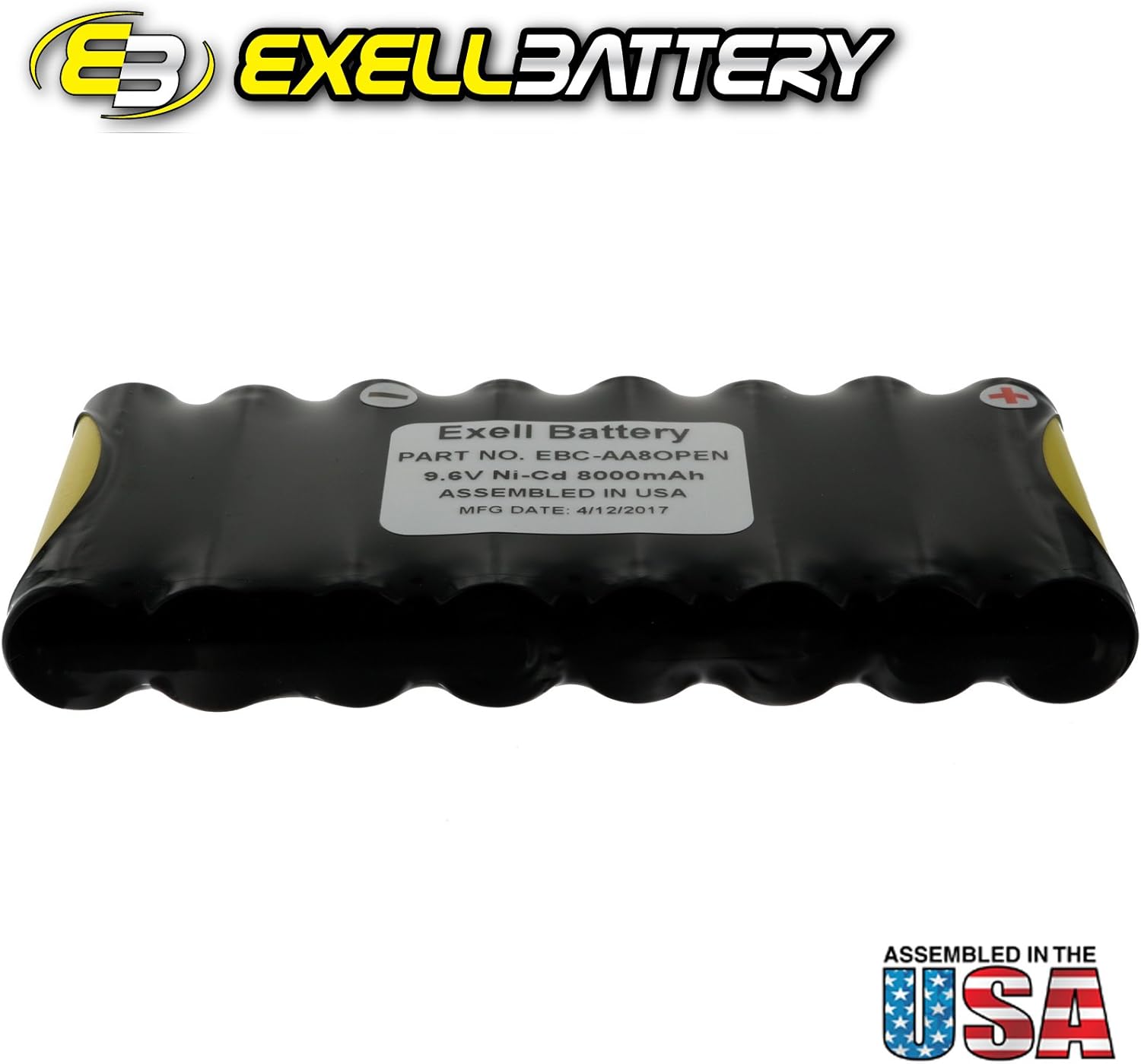 2X Exell Custom 9.6V 800mAh (8xAA) NiCd Battery Pack
