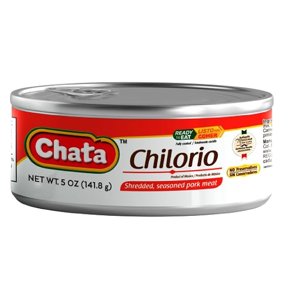 Chata Mexican Pork Chilorio, Seasoned Shredded Pork, 5 oz (6 Pack)