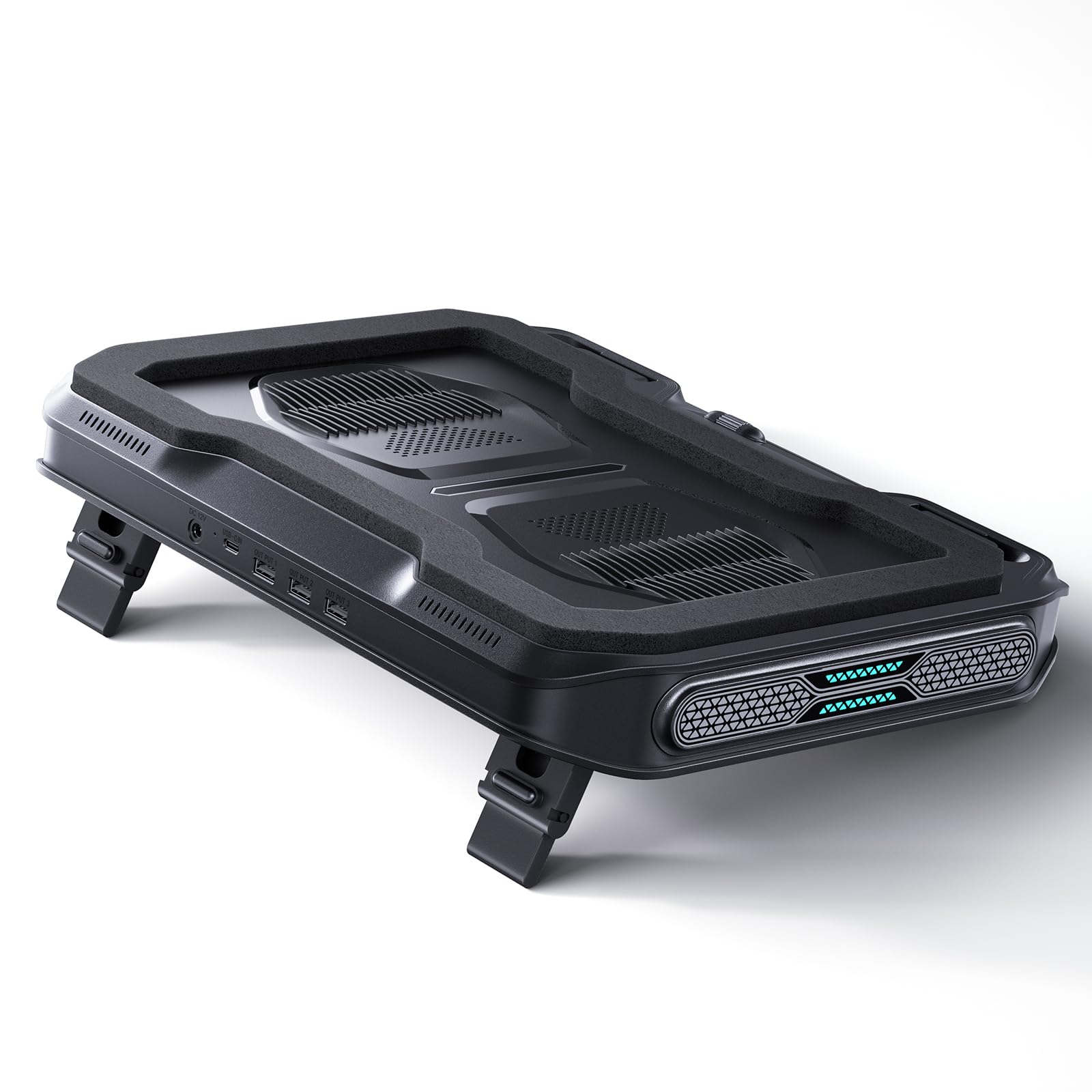 llano V11 Pro Base raffreddante per laptop, supporto di raffreddamento con turboventola da 4,7 pollici, per notebook da 14 a 17,3 pollici, velocità regolabile, antipolvere, hub USB a 3 porte, Nero