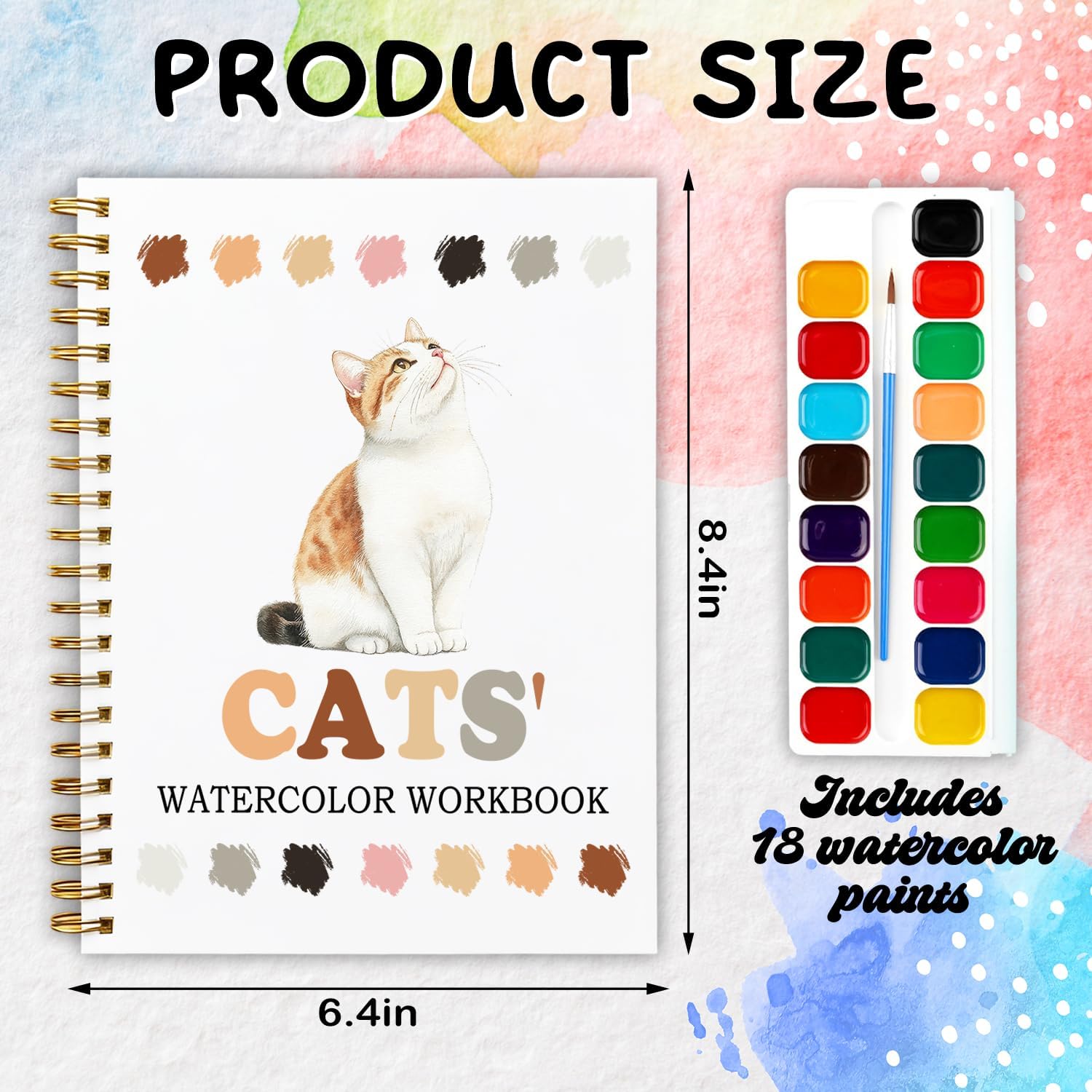 12 Cat Breed Patterns Watercolor Set, Kitten Painting Book for Beginners, DIY Art Gift for Cat Moms, Adults and Teens, Relaxing Stress Relief Watercolor Workbook, Pet Lover Activity Kit image 2