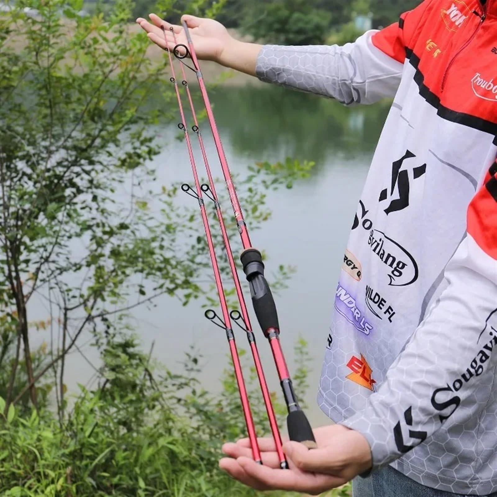 Podróżny zestaw wędkarski wędka 2 sekcje 1,8/2 m, pojemność 10 kg, ultralekki, włókno węglowe, zestaw startowy