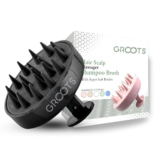 Groots Scalp Massager Shampoo Brush, Hair Scalp Scrubber, Scalp Exfoliator for Dandruff Removal, Soft Silicon Bristles, Prevents Hair Loss for Men, Women (premuim black)