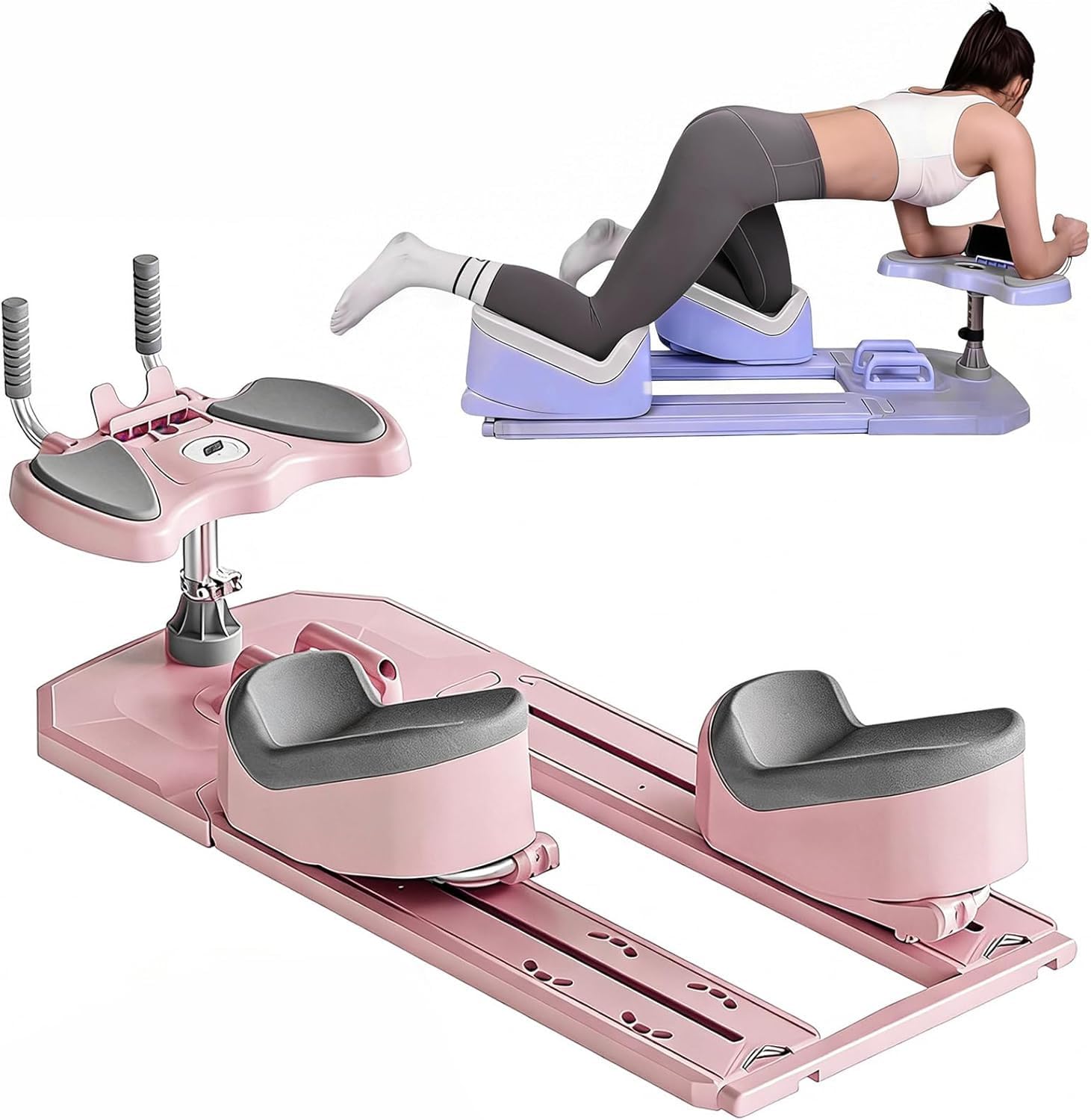 fitnessgeräte für zuhause,Reformer Pilates Maschine,6 in 1 Spine Trainer Waist Trainer Digital Timer Home Fitness Equipment taillentrainer Damen sportgerät(Pink,120 * 38 * 38)