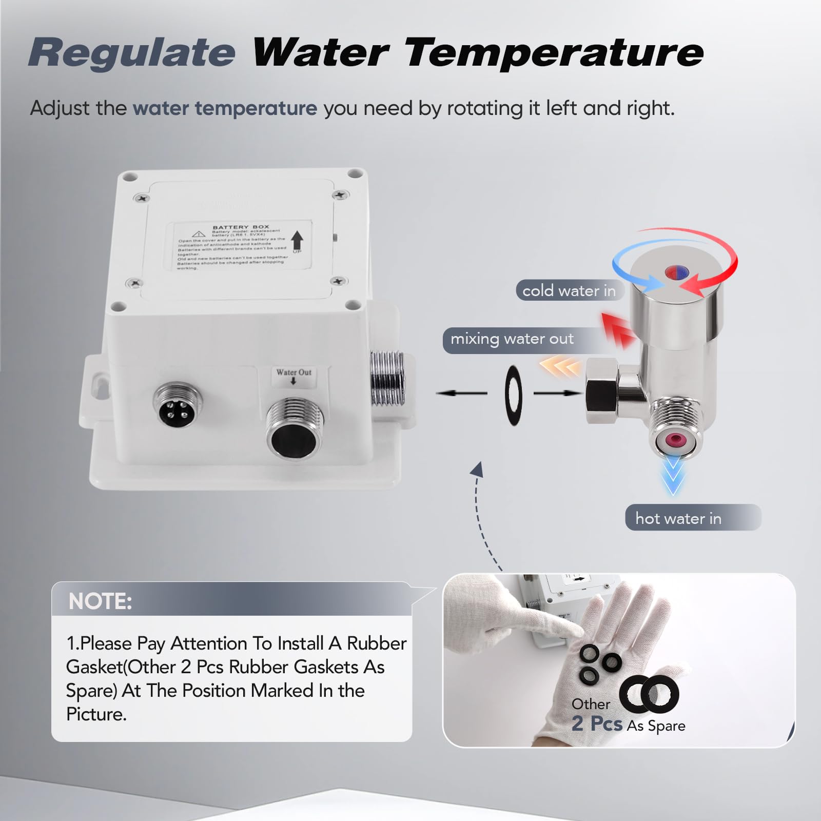 AT0137 - Grifo de lavabo electrónico con sensor automático, sin contacto, grifo para lavabo de baño, acabado cromado