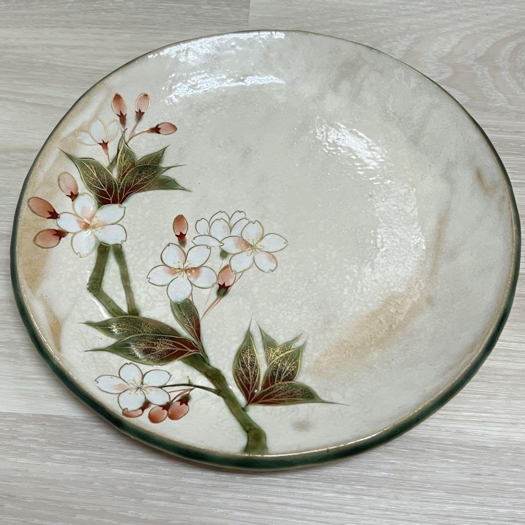 Amazon.co.jp: 京焼 陶あん 皿 下絵付け 桜 大皿プレート 8寸皿