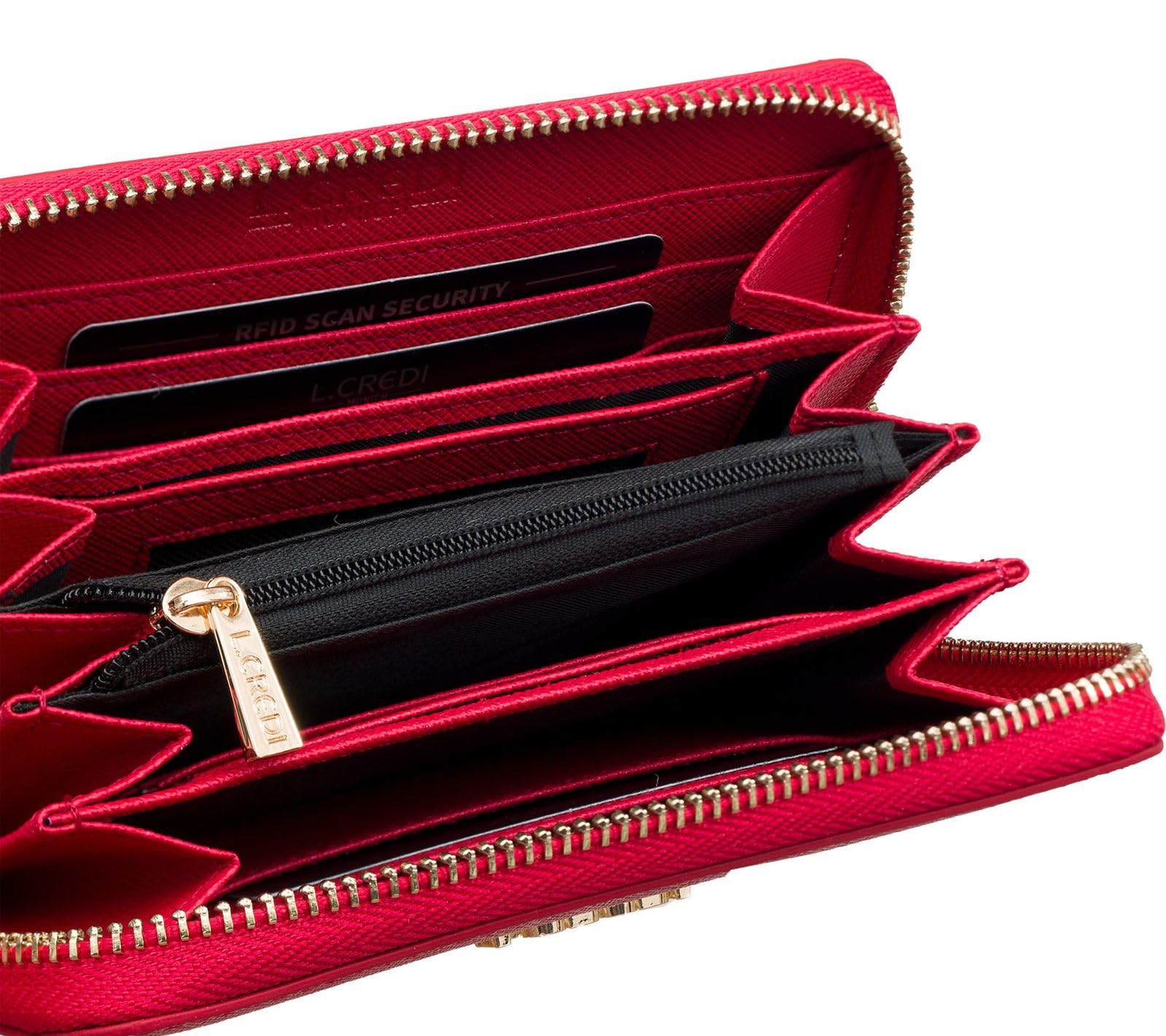 L.Credi portafoglio Poema Zip Around Wallet Red rosso