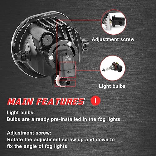 Miniatura 5 de Luces antiniebla de conducción de repuesto para Toyota Matrix 2003-2008, Pontiac Vibe 2003-2008, Scion TC 2004-2010 con bombillas halógenas 9006 12V