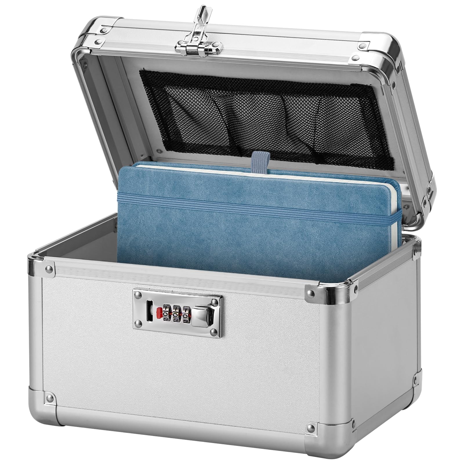 LOCKCURX Lock Box - Security Combination Lock Box, Locking Storage Case for Personal Items and Medicine, Childproof Lockable Lockbox for Home/Office/School, 10.2x6.8x6.9 Inch, Silver