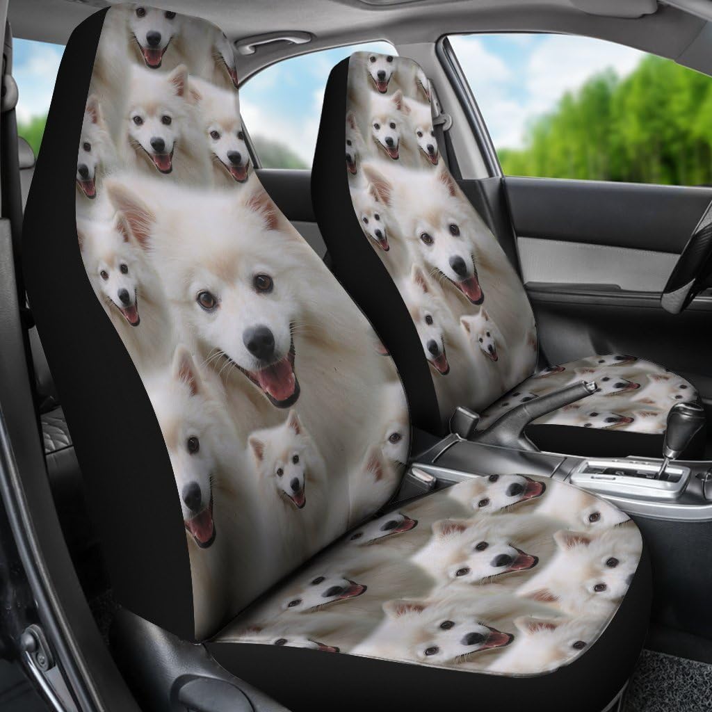 American Eskimo Dog in Lots Print Car Seat Covers