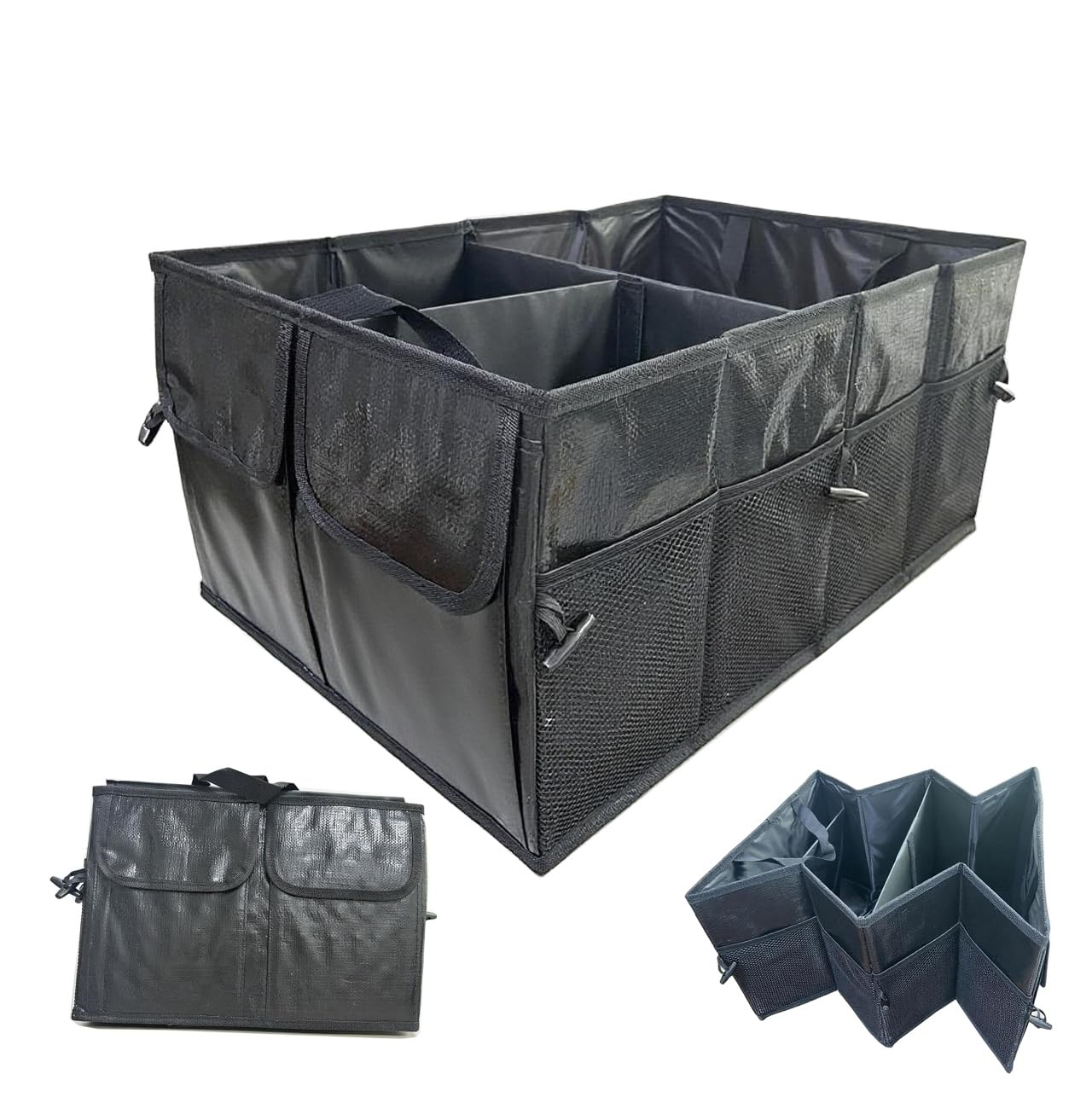Aokilom Car Boot Organiser,Large Anti Slip Car Boot Tidy Storage, Foldable Collapsible Multi-Compartment Trunk Organiser for All Vehicles