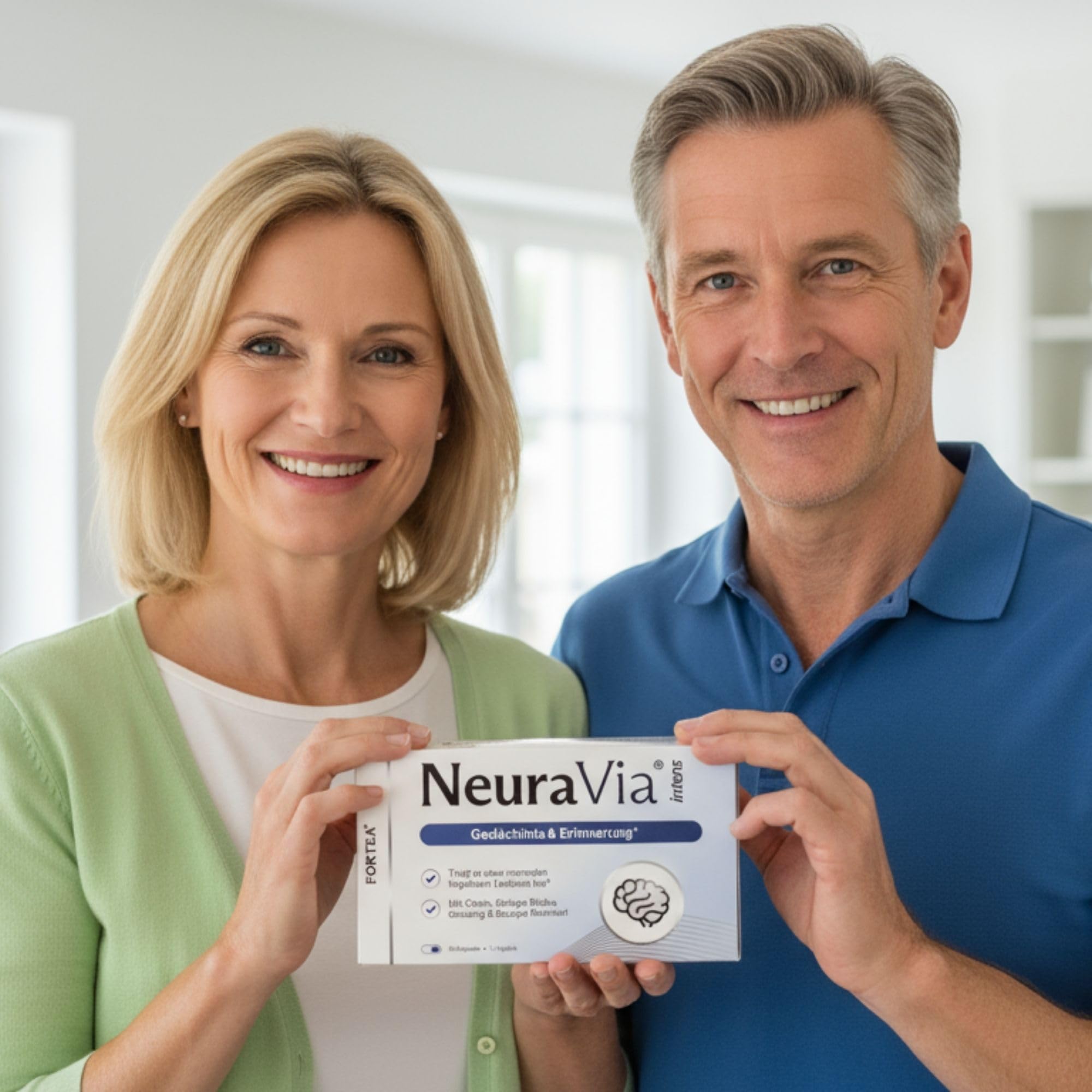 FORTEA® - Gedächtnis & Erinnerung Kapseln in Apothekenqualität - NeuraVia - Für Gehirn- und Gedächtnisfunktion entwickelt - Komplex mit Vitamin B6, B12, Zink und Ginseng Extrakt - 30 Stück