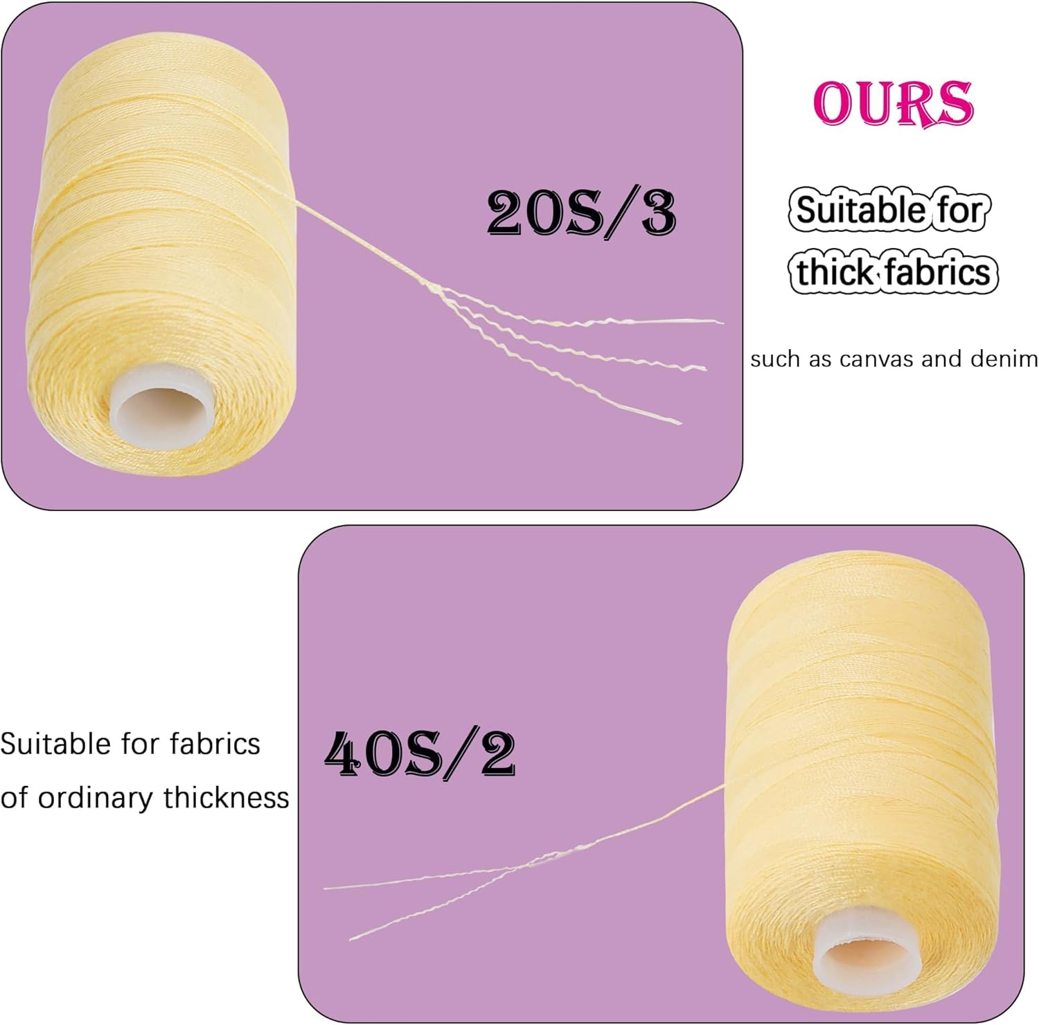 19 Colors Jeans Sewing Thread,Tex90, 20S/3 Extra Strong Heavy Duty Jeans Thread for Denim,Canvas, 300m Spool,high Strength Threads for Upholstery,Jeans,100% Polyester