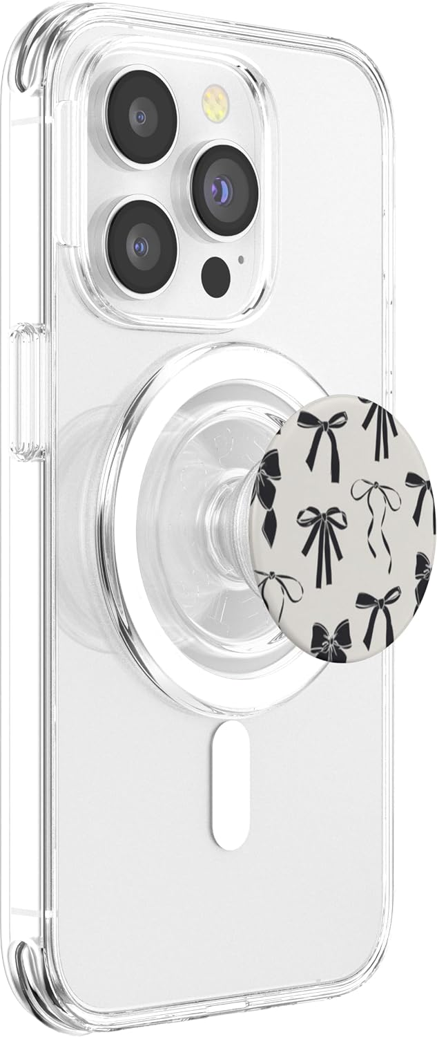 Black Ribbon Bow Pattern PopSockets PopGrip for MagSafe