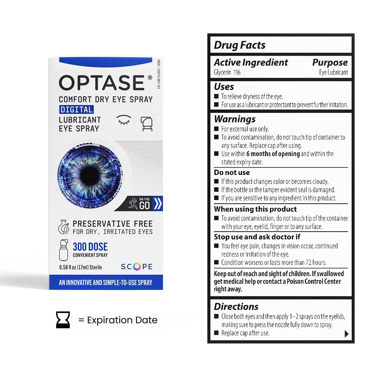 Optase Comfort Dry Eye Spray - Preservative Free Artificial Tears Drops Alternative - Dry Eye Drops in a Convenient Spray - Multi-Use Bottle, Contact Lens Safe - .58 fl oz — Amazon image 2