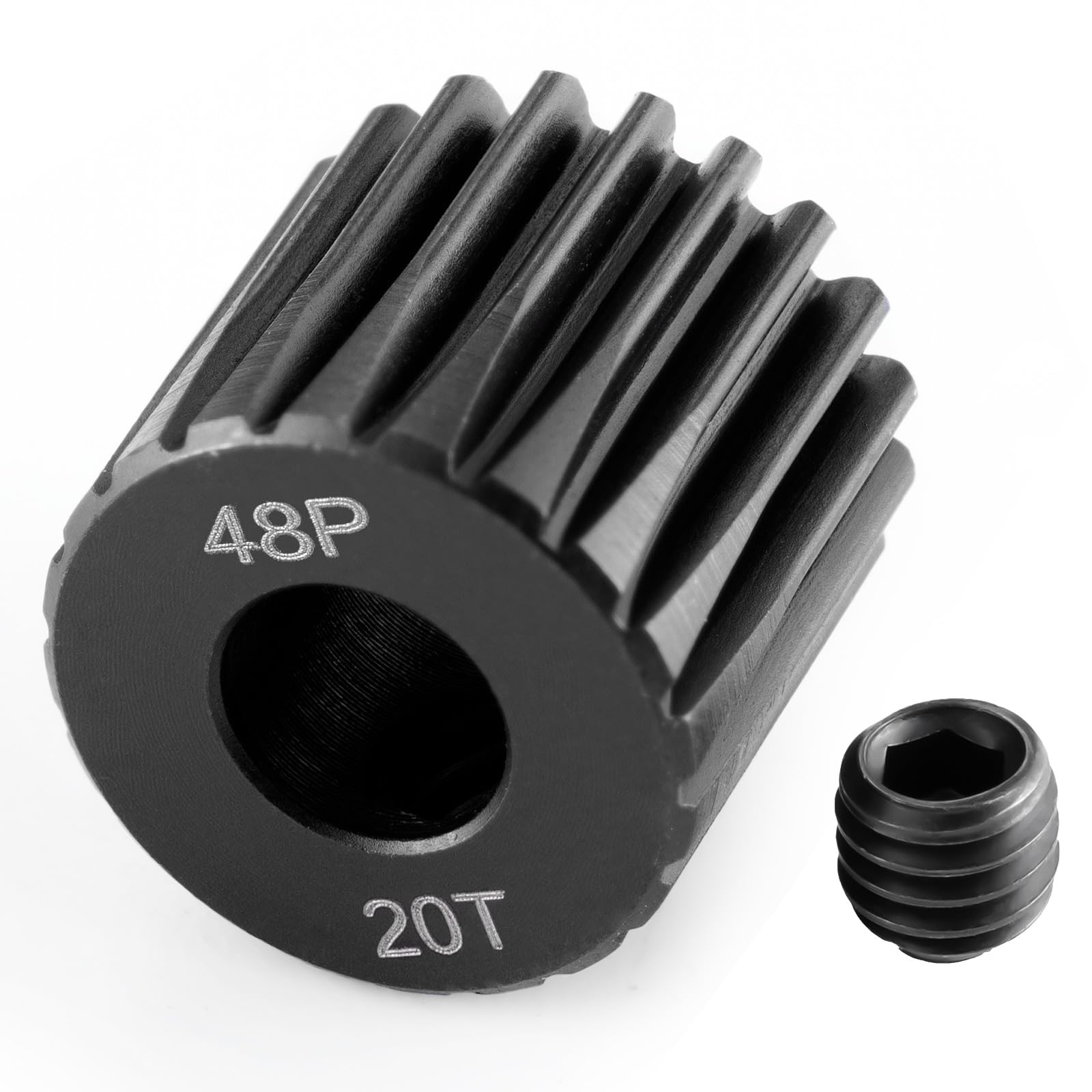 Runup Steel 48P 5 mm Bore Sprocket Motor Gear 17-29T for Arrma HPI Kyosho Losi Axial Tra-xxas Tamiya 1/5 1/6 1/8 1/10 RC Car Monster Truck Buggy (20T)