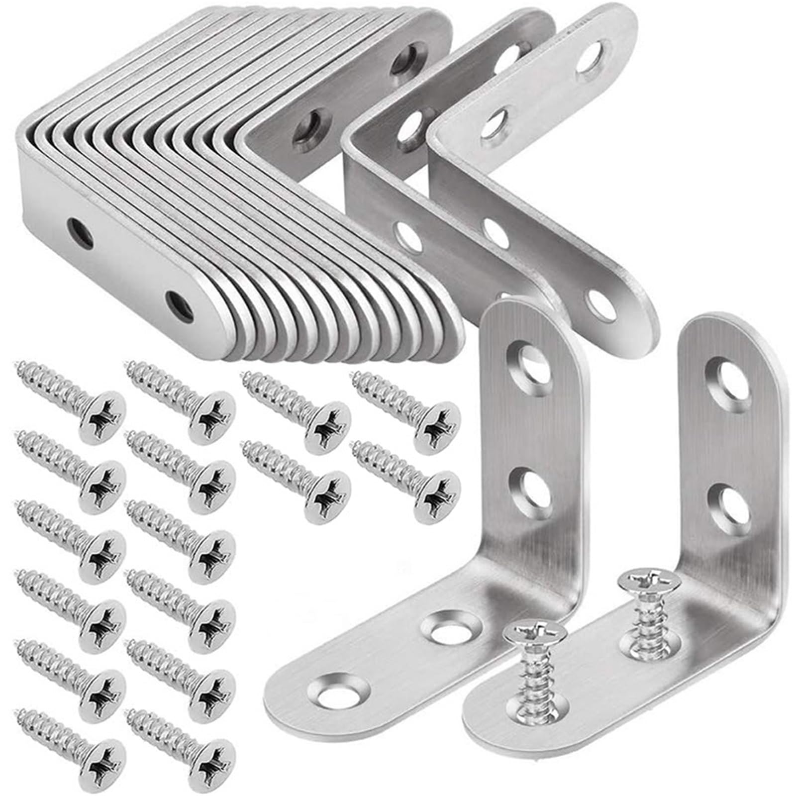 20 set di supporti angolari a L for staffe ad angolo retto, connettori for mobili in acciaio inossidabile da 90 gradi, con viti Per Mobili, Scaffali, Sedie In Legno(40*40*16mm)